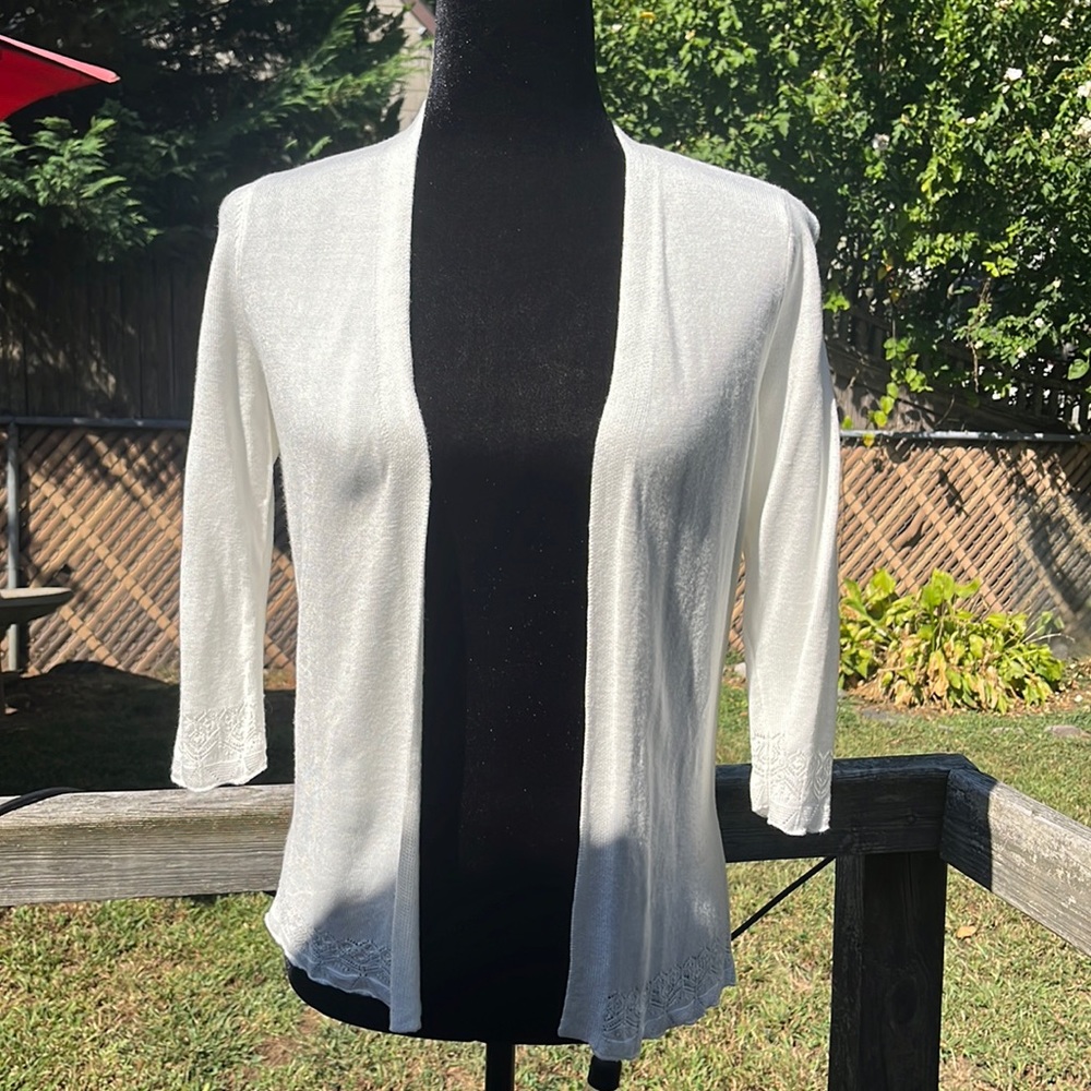 Loft Outlet cardigan with crochet trim design.